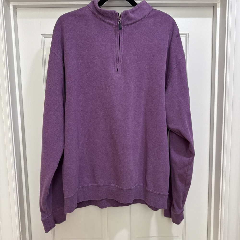 Peter Millar Purple Pullover Men XXL Quarter-Zip Long Sleeve 100% Cotton Golf